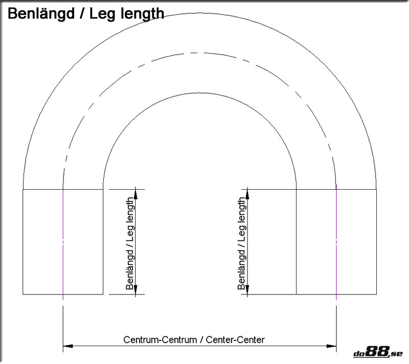 Silicone Hose Black 180 degree 2,875'' (73mm)