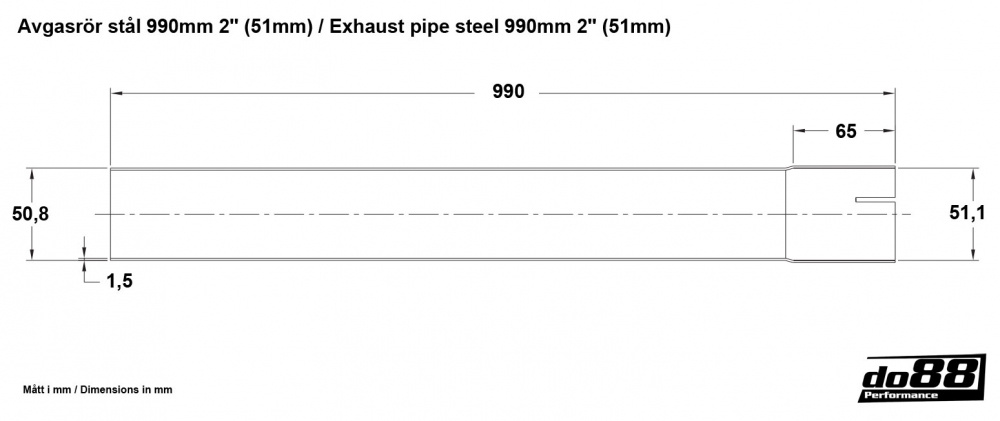 Exhaust pipe steel 990mm 2\'\' (51mm) Exhaust pipe steel 990mm 2\'\' (51mm)