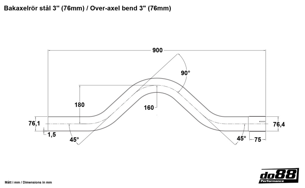 Over-axel bend steel 3\'\' (76mm) Over-axel bend steel 3\'\' (76mm)