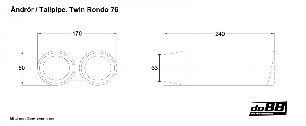 Tailpipe Twin Rond 76 Tailpipe Twin Rond 76