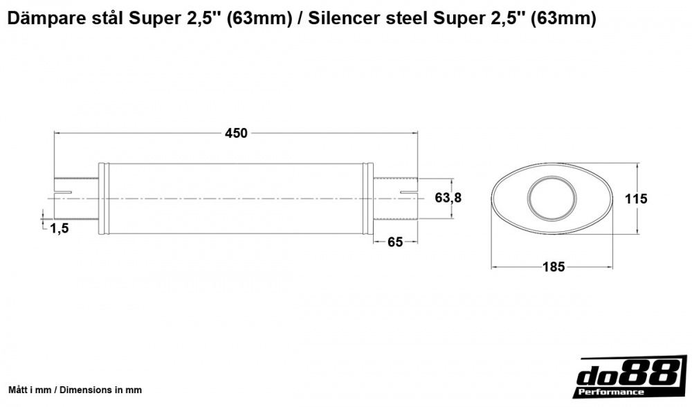Muffler steel Super 2,5\'\' (63mm) Muffler steel Super 2,5\'\' (63mm)