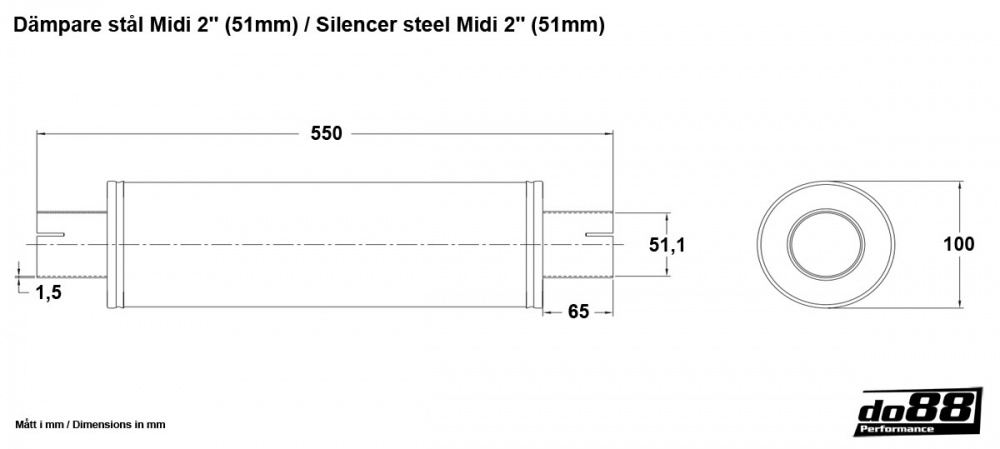 Muffler steel Midi 2'' (51mm)