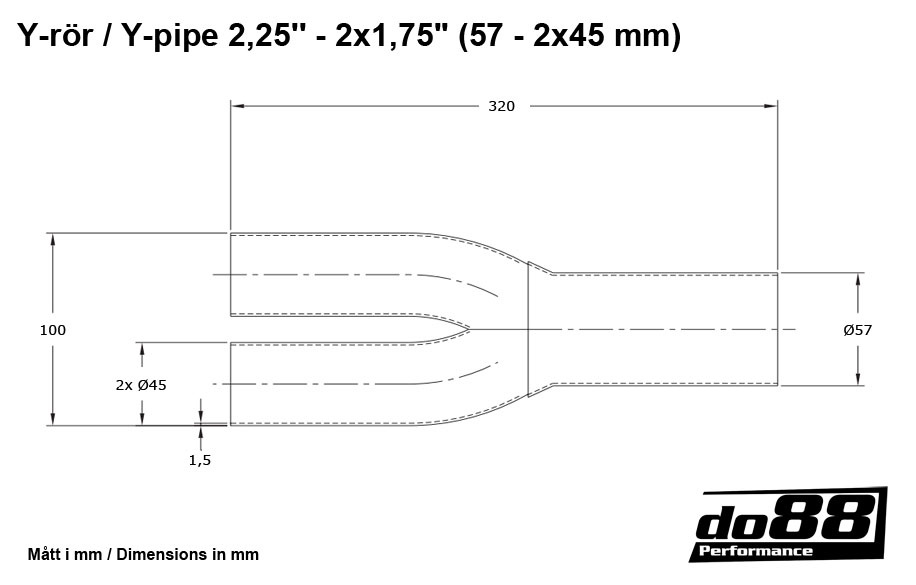 Y-pipe 2,25'' - 2x1,75'' (57 - 2x45mm)