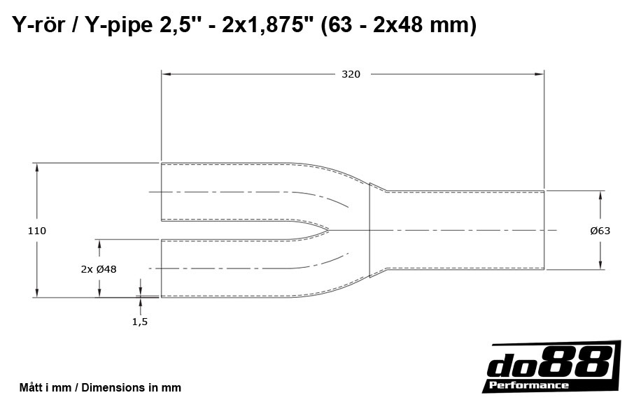 Y-pipe 2,5'' - 2x1,875'' (63 - 2x48mm)