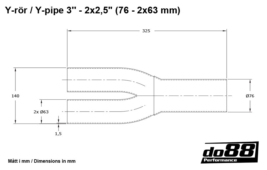Y-pipe 3'' - 2x2,5'' (76 - 2x63mm)