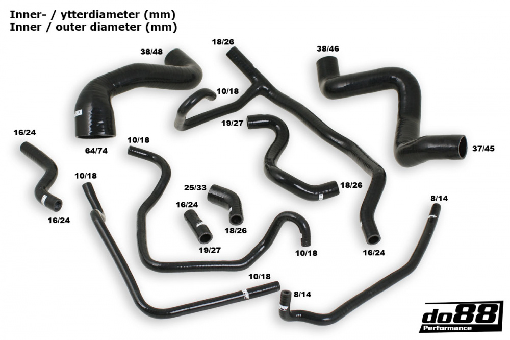 Porsche 968 Coolant hoses Black Porsche 968 Coolant hoses Black